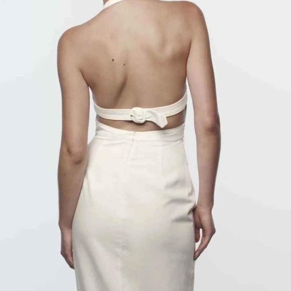 Zara DRESS MIDI CREAM SIZE XS - Picture 16 of 16